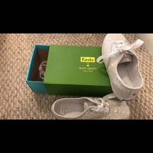 Kate spade x Keds white glitter wedding shoes